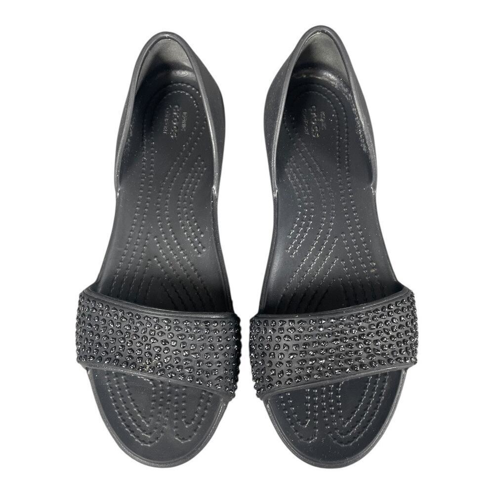 Crocs Lina Women’s Black Embellished D’Orsay Open Toe Flats Size-6 - Picture 9 of 9